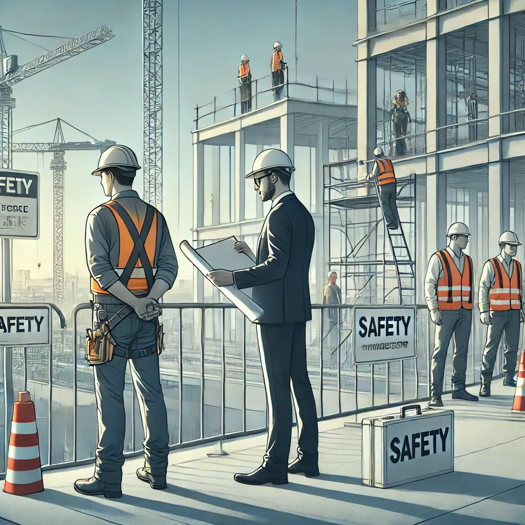 Ilustração sobre práticas de segurança do trabalho em ambiente industrial